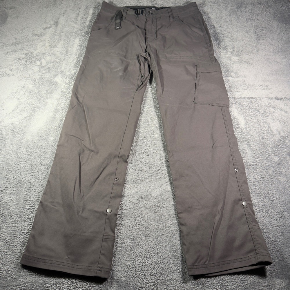 Prana Zion Relaxed Fit Hiking Pants Mens 30x30 Gray Nylon Stretch Cargo Belted